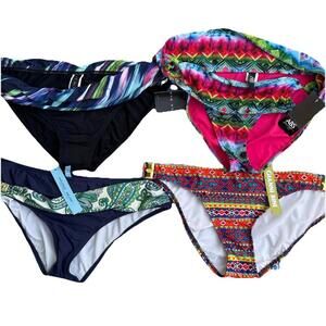 Lot Of 4 New  Swimsuit Bikini Bottoms Sz Womens L GIANI BINI LA BLANCA B2